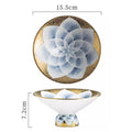 Axyaa Golden High Footed Ceramic Sushi Plate Set - Restaurant Quality Molecular Cuisine Tableware