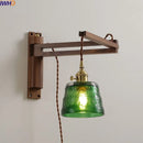 Axyaa Modern Wood Copper LED Wall Lamps Living Room Bedroom Bar Mirror Light