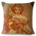 Beige Art Nouveau Gallery Cushion Cover for Home Decor - Axyaa