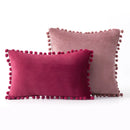 Axyaa Velvet Pompom Throw Pillow Cover - European Luxury Cushion Case