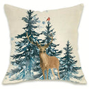 Axyaa Winter Holiday Pillowcase - Festive Elk Bear Tree Cushion Cover