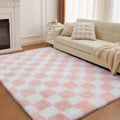 Axyaa Tie-Dye Checkerboard Area Rug for Retro Home Decor
