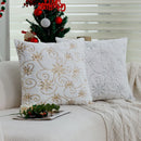 Axyaa Faux Rabbit Fur Snowflake Pillow Cover 45x45 - Sequin Embroidery Decor
