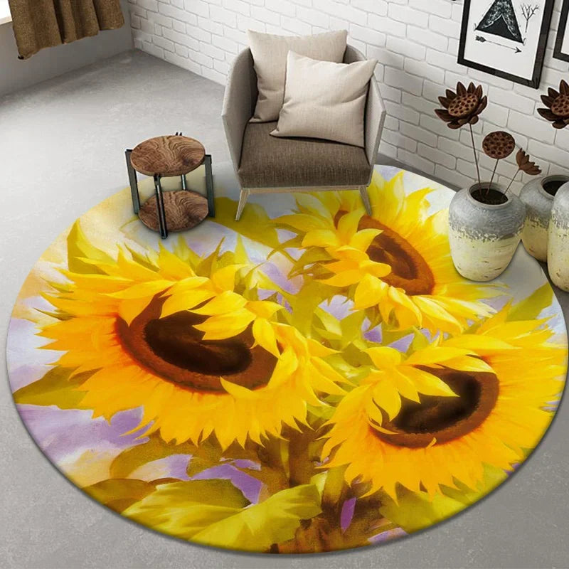 Axyaa Round Fruit Print Carpet for Home Decor