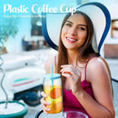 Axyaa Reusable Straw Tumbler Set with Colored Lid - 6PCS Transparent Plastic Cups