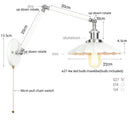 Axyaa Industrial Lens Vintage Loft Wall Lamp with Swing Arms and Pull Chain Switch