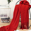 Axyaa Soft Nordic Knit Throw Blanket with Tassels for Sofa Bed & Office