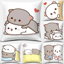 Cute Mocha Mochi Peach Cat Pillowcase for Sofa and Car Decor, Home by Axyaa, 45x45cm