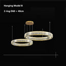 Axyaa Luxury Crystal LED Chandelier: Dimmable Ring Pendant Light, Gold/Silver, Living Room, Bedroom