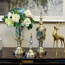 Axyaa Retro Glass Vase Set: European Antique Home Decor Floral Ornaments