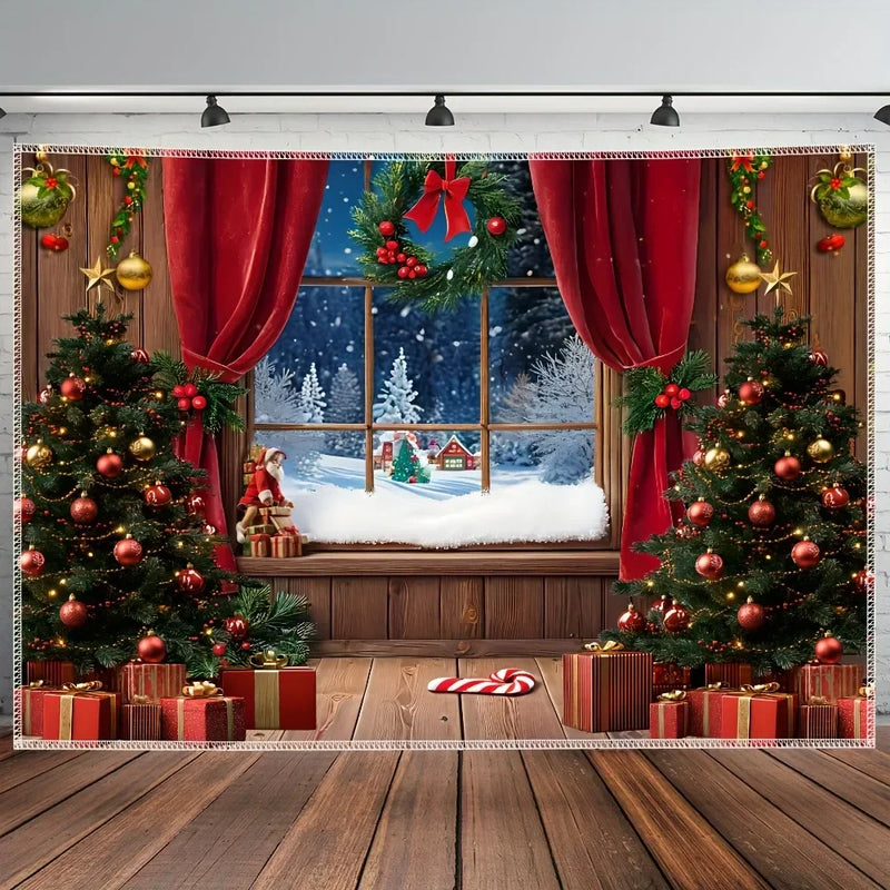 Axyaa Christmas Day Party & Night View Tapestry Background Cloth for Home Decoration