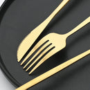 Axyaa 6-Piece Matte Dinner Knife Set Stainless Steel Cutlery Gold Silverware