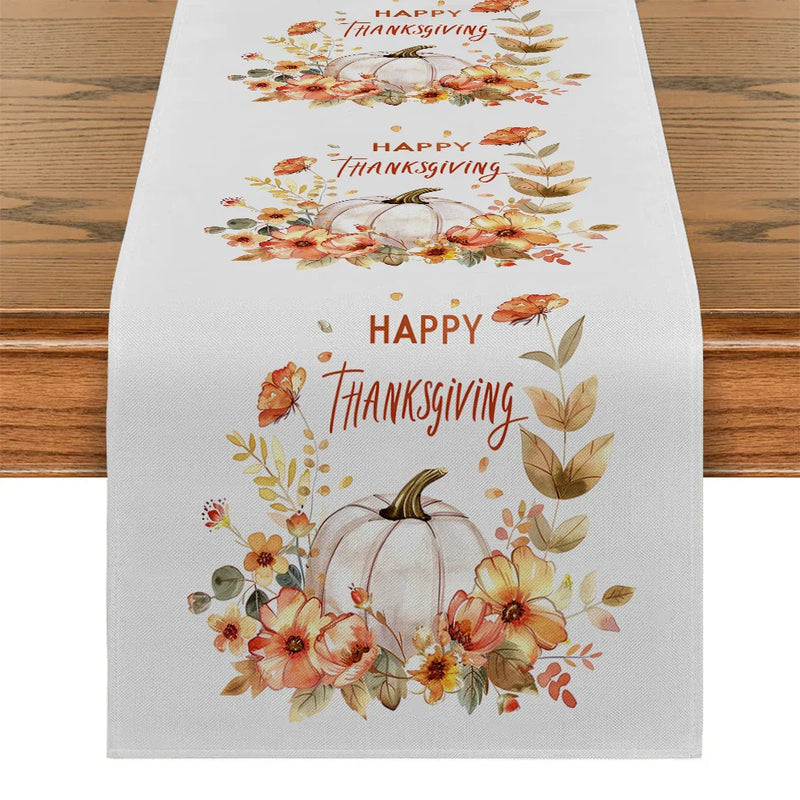 Axyaa Pumpkin Flower Branches Table Runner for Farmhouse Dining Decor