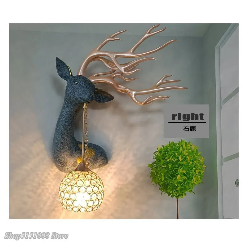 Axyaa Deer Crystal LED Wall Lamp for Luxe Living Spaces