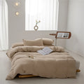 Axyaa Solid Color Washed Cotton Duvet Cover Set with Pillow Case