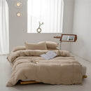 Axyaa Solid Color Washed Cotton Duvet Cover Set with Pillow Case