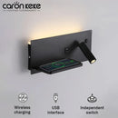 Axyaa Modern LED Wall Lamp with Wireless Charging and USB Interface