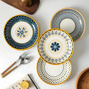 Axyaa 8-Inch Ceramic Japanese Dining Serving Plates, Set of 4