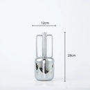 Axyaa Silver Glass Vase with Geometric Handle: Elegant Kettle for Living Room Decor