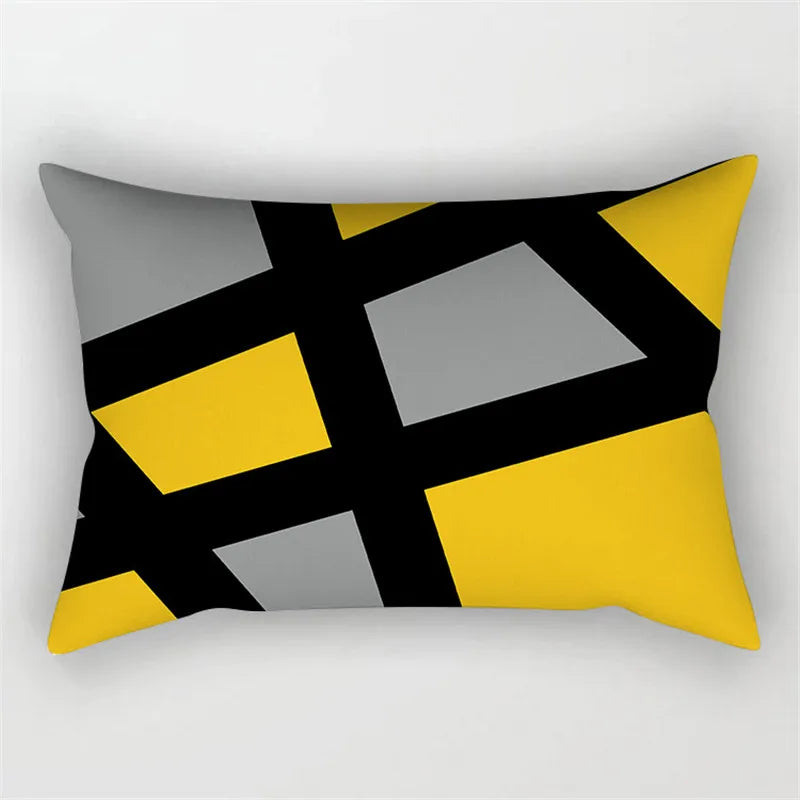 Yellow Geometric Cushion 30x50 Pillowcase for Living Room Sofa and Bed - Axyaa Home