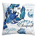Axyaa Blue Marine Organism Pattern Polyester Cushion Cover for Home Sofa