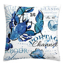 Axyaa Blue Marine Organism Pattern Polyester Cushion Cover for Home Sofa