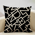 Axyaa Black White Yellow English Letter Design Linen Pillowcase 45x45cm