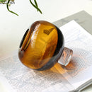 Axyaa Circular Glass Vase with Artificial Flowers: Minimalist Desk Decor and Room Aesthetic