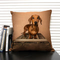 Axyaa Bulldog Dachshund Cushion Cover 45x45cm Square Linen Pillowcase