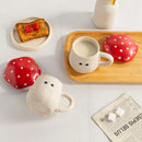 Axyaa Red Mushroom Ceramic Coffee Mug with Lid and Handle