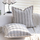 Axyaa Striped Fringed Cushion Cover - Boho Stylish Home Decor 45x45cm