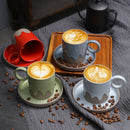 Axyaa Coarse Pottery Glazed Coffee Cup and Saucer Set, 200ML