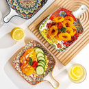 Axyaa Bohemian Ceramic Square Plate for Snacks and Fruits