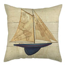 Marine Ship Print Linen Cushion Cover for Home Sofa Decor by Axyaa