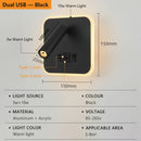 Axyaa Rotatable LED Wall Lamp with USB Charging & Switch - Bedroom Spotlight