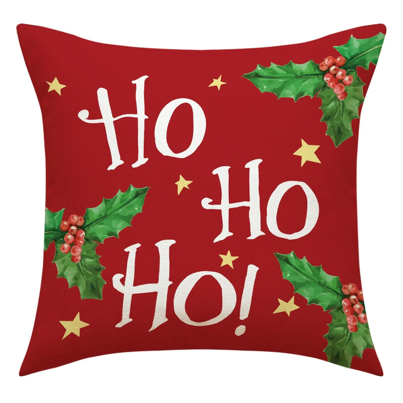 Axyaa Christmas Cushion Covers: Green Red Plaid Merry Christmas Pillowcase 45x45CM