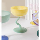 Axyaa Two Tone Glass Goblet Set - Elegant Stemware Champagne Coupes & Ice Cream Cups
