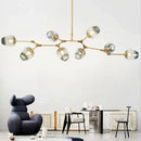 Axyaa Glass LED Chandelier: Modern Loft Decor Pendant Lamp for Living Room, Kitchen, and Villa