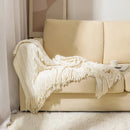 Axyaa Tassel Blanket: Acrylic Cashmere Soft Throw Cover for Home Decor & Nap Warmth