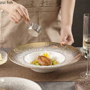 Axya Electroplated Ceramic Dinner Soup Dessert Pasta Snack Plates - Restaurant Special Tableware