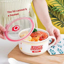 Axyaa Ceramic Ramen Bowl with Lid, Large Capacity Soup Bowl for Kitchen and Camping