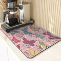 Butterfly Print Table Mat Coaster Set by Axyaa: Kitchen Accessories Absorbent Drying Mat