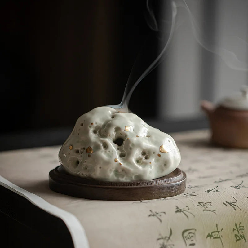 Axya Ceramic Taihu Stone Pan Incense Burner Zen Decor Table Tower Burner
