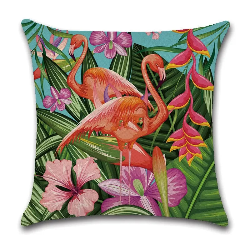 Axyaa Rose Butterfly Print Cotton Linen Pillowcase for Modern Living Room Decor