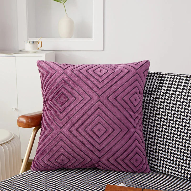 Velvet Geometric Cushion Cover 45x45cm - Axyaa - Nordic Style Home Decor