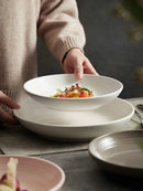 Axyaa 12-inch Ceramic Deep Plate for Dining, Soup, Salad - High-End Tableware