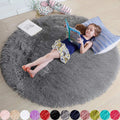Axyaa Shaggy White Round Rug for Girls Bedroom and Living Room Décor