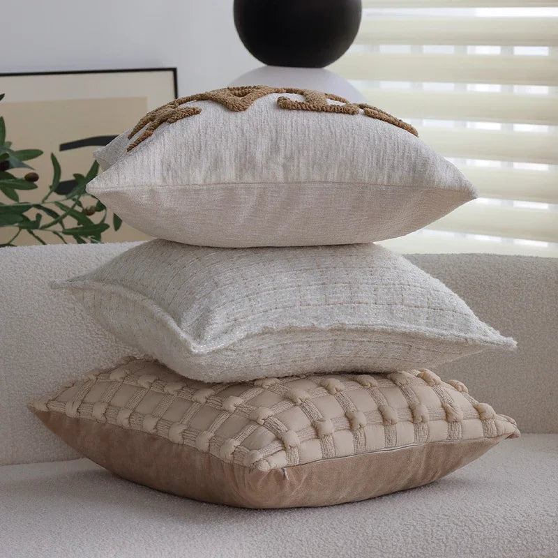 Axyaa Nordic Style Cushion Cover - Soft Square Pillowcase for Living Room Sofa