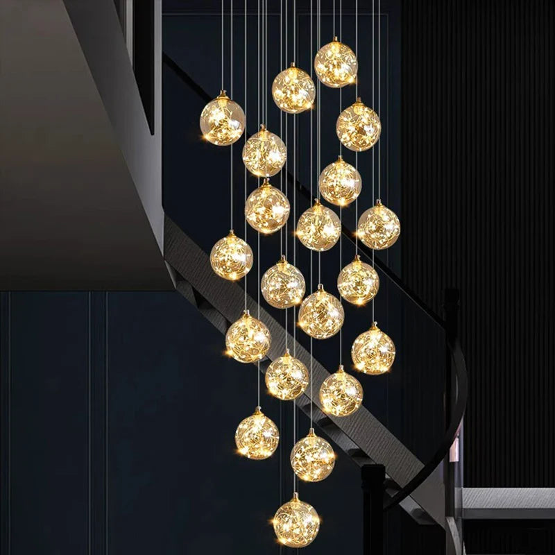 Axyaa Staircase Chandeliers for Living Room LED Pendant Light Lamps