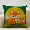 Axyaa Fox Linen Pillowcase - Nordic Animal Theme Decorative Cushion Cover 45x45cm